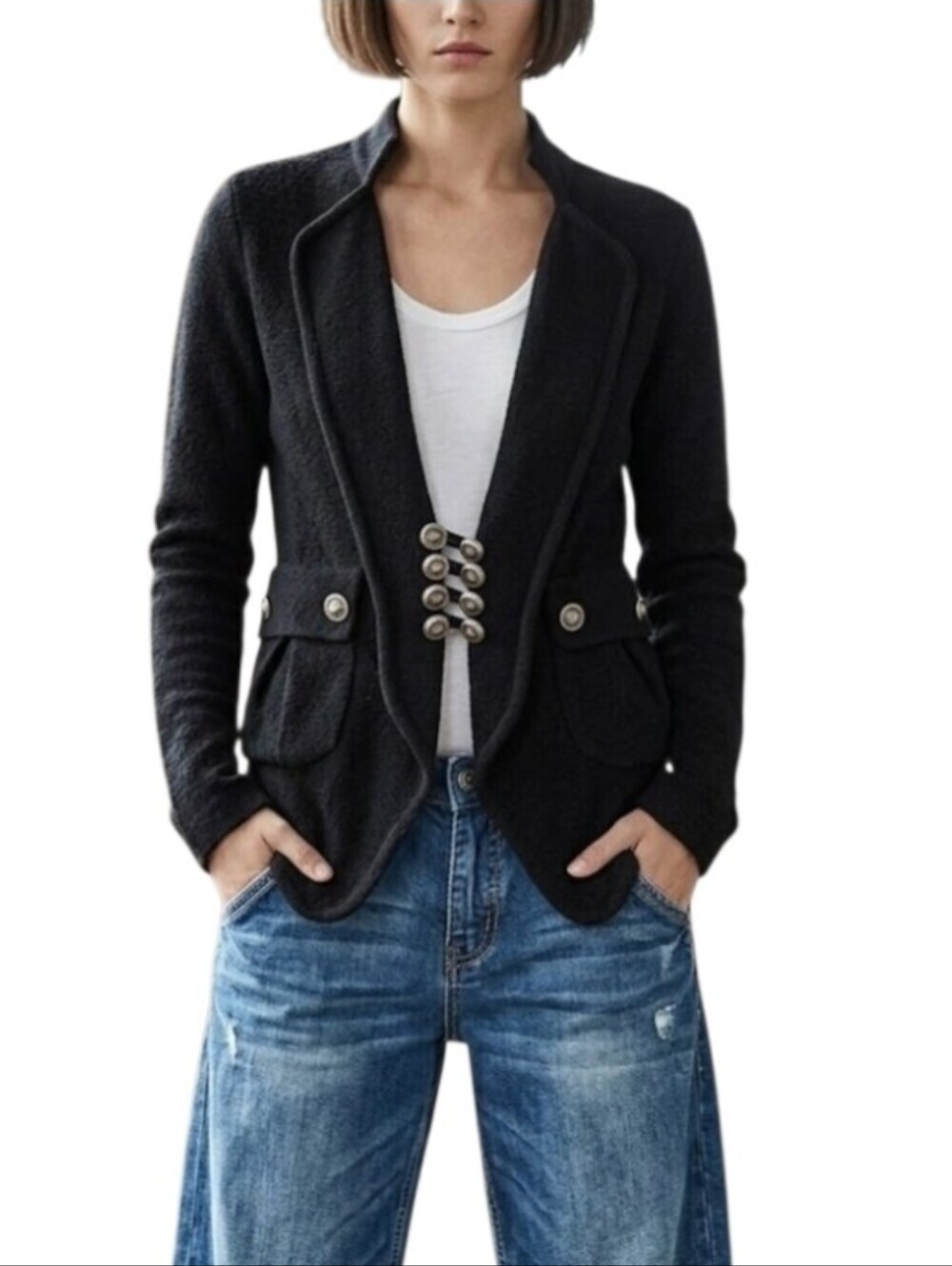 Miss Me Military Inspired Sweater Cardigan